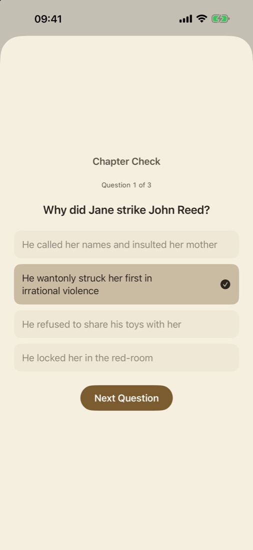 A chapter quiz question about Jane Eyre